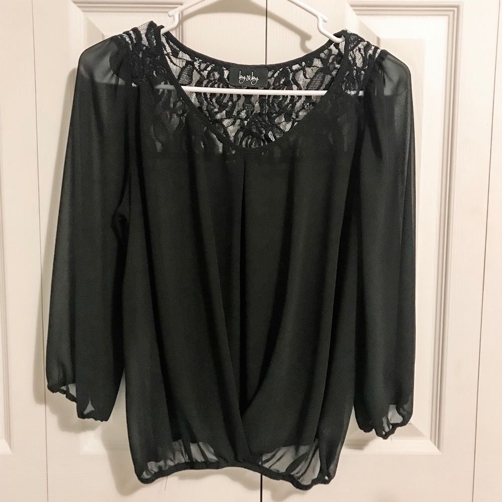 By & By Black Sheer Blouse